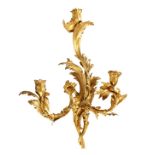 A SUPERB LARGE LOUIS XVI ORMOLU THREE LIGHT WALL SCONCE with scrolling arms and acanthus. 29ins