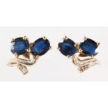 PAIR OF TWO-STONE SAPPHIRE EARRINGS.