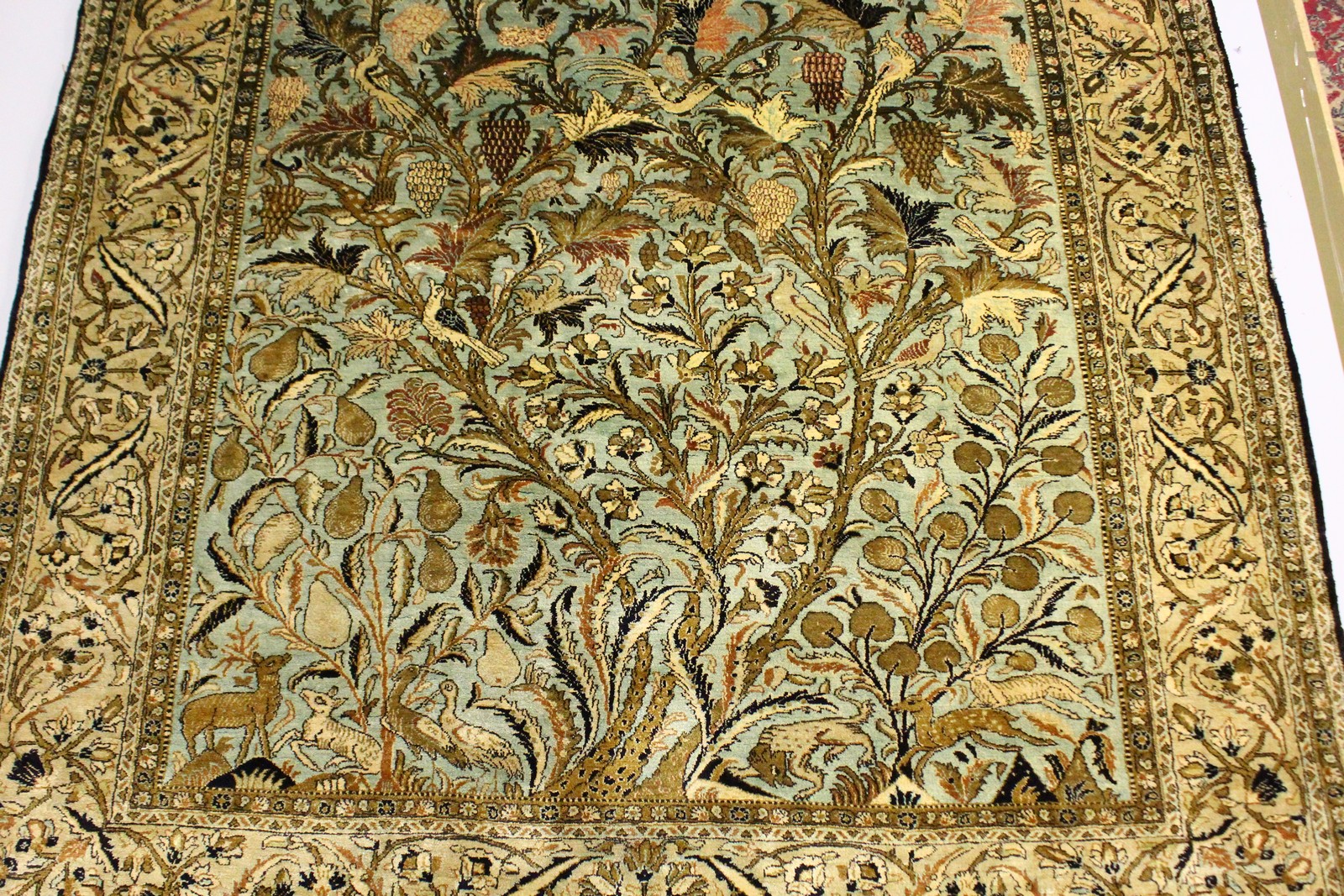 A PERSIAN SILK TREE OF LIFE RUG "EX LIBERTY". 7ft long x 4ft 8ins wide. - Image 6 of 7