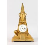 A LOUIS XV BRONZE OBELISK GUILD TOWER with watch movement J. M. GOSSELIN, PARIS 1740. 11.5ins high.