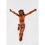 A FINELY CARVED BOXWOOD FIGURE OF CHRIST. 8ins high.