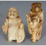 A JAPANESE MEIJI PERIOD IVORY NETSUKE, unsigned, well carved in the form of a Sennin standing with