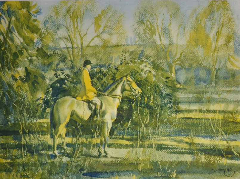 Alfred James Munnings (1878-1959) British. "The Whip", Coloured Lithograph, Signed in Pencil, 15"