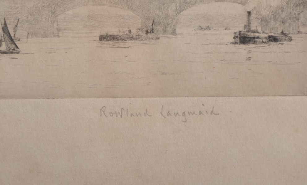 Rowland Langmaid (1897-1956) British. "Rochester", Etching, Signed and Inscribed in Pencil, 3.25" - Image 3 of 5
