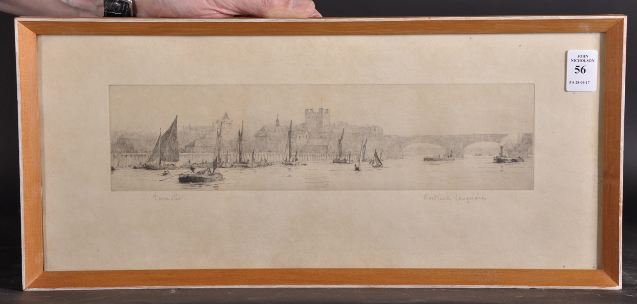Rowland Langmaid (1897-1956) British. "Rochester", Etching, Signed and Inscribed in Pencil, 3.25" - Image 2 of 5