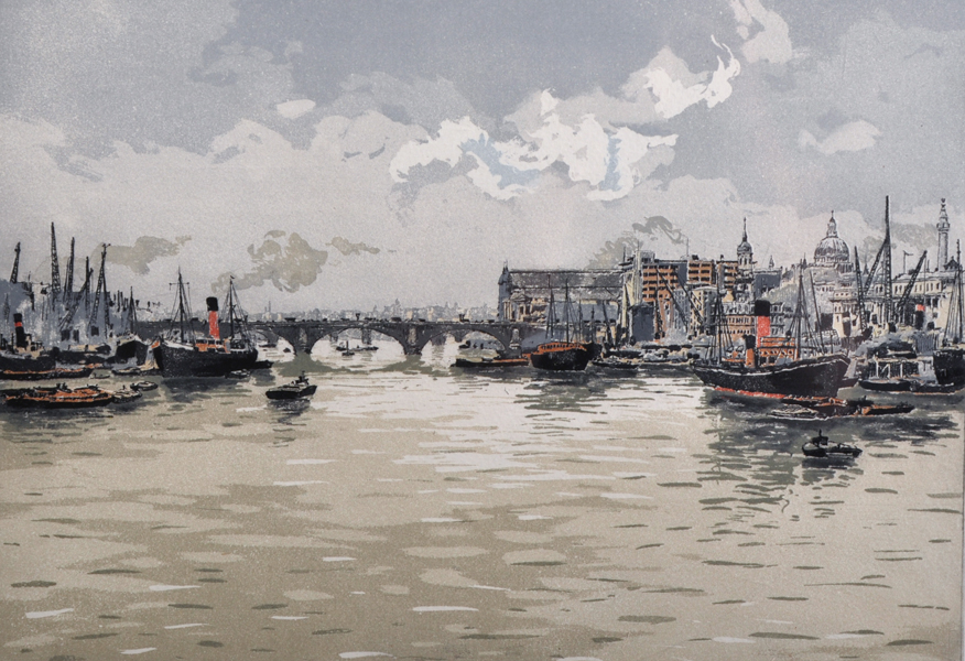 20th Century English School. A Thames Scene, Print in Colours, Indistinctly Signed and numbered 71/