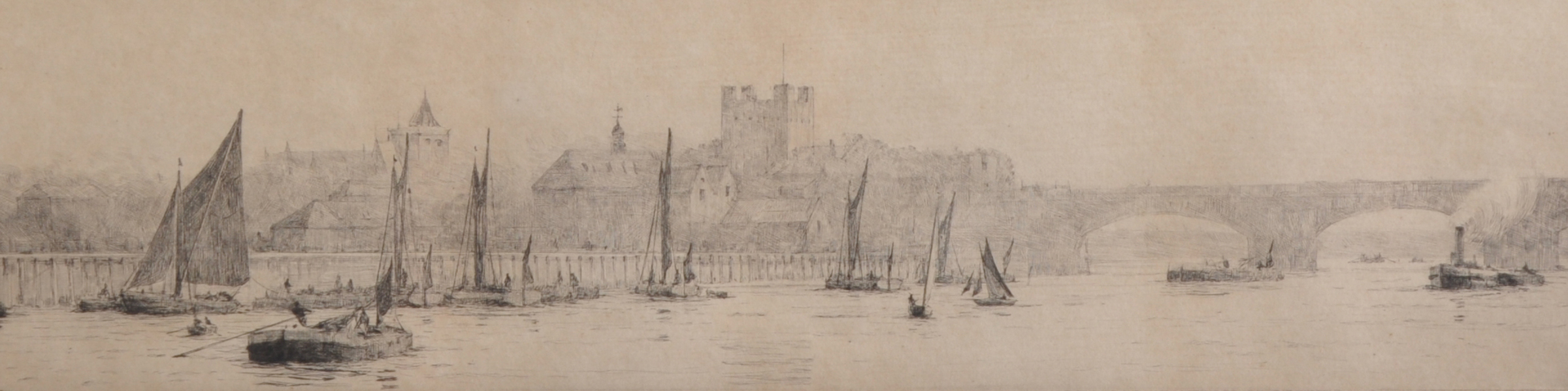 Rowland Langmaid (1897-1956) British. "Rochester", Etching, Signed and Inscribed in Pencil, 3.25"