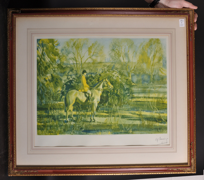 Alfred James Munnings (1878-1959) British. "The Whip", Coloured Lithograph, Signed in Pencil, 15" - Image 2 of 5