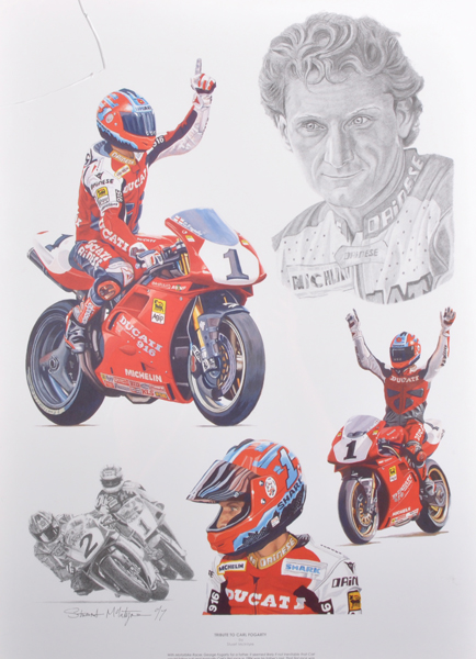 After Stuart McIntyre (1969- ) British. "Tribute to Carl Fogarty", Print, 23" x 16.5".