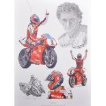 After Stuart McIntyre (1969- ) British. "Tribute to Carl Fogarty", Print, 23" x 16.5".