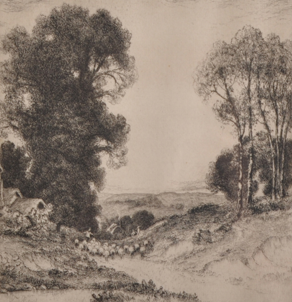 John Fullwood (1855-1931) British. "A Sussex Common", Etching, Signed and Inscribed in Pencil, 6.25"