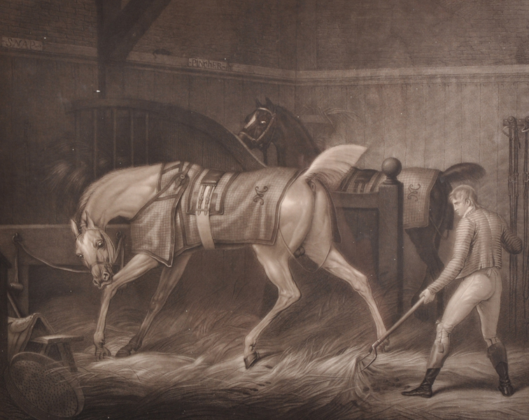 Pierre-Charles Coqueret (1761-1832) French. 'Intrieur d'Ecurie', after Carle Vernet, Mezzotint - Image 2 of 5