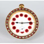 A BULL'S EYE WATCH set with coloured stones. 3ins diameter. In its original case, H. GREAVES LTD.,