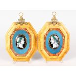 A VERY RARE PAIR OF LIMOGES ENAMEL OVAL PORTRAITS OF CAESAR CALIGULA IIII The Third Emperor of the