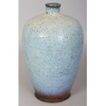 A CHINESE JUN WARE GLAZED MEIPING POTTERY VASE, possibly Ming Dynasty, the sides applied with a