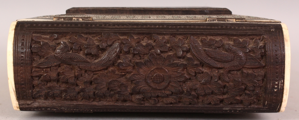 AN EARLY 20TH CENTURY INDIAN PHOTO ALBUM, with carved sandalwood covers and mosaic inlaid and - Image 4 of 5