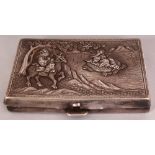 A JAPANESE MEIJI PERIOD SILVER-METAL CASE, unmarked and weighing approx. 70gms, the hinged cover