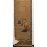 ANOTHER 19TH/20TH CENTURY JAPANESE SCROLL PAINTING ON SILK, depicting Kwannon standing in the