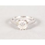 AN 18CT WHITE GOLD SOLITAIRE DIAMOND RING OF APPROX. 1.75CTS.