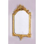 A GOOD GILDED MIRROR in an ornate frame. 3ft long, 1ft 9ins wide.