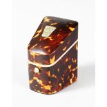 A MINIATURE TORTOISESHELL STATIONERY KNIFE BOX. 2ins high.