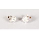 A GOOD PAIR OF 18CT WHITE GOLD AND DIAMOND STUDS.