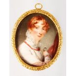 THOMAS HARGREAVES (1775-1846) BRITISH A FINE QUALITY OVAL PORTRAIT MINIATURE by THOMAS HARGREAVES of