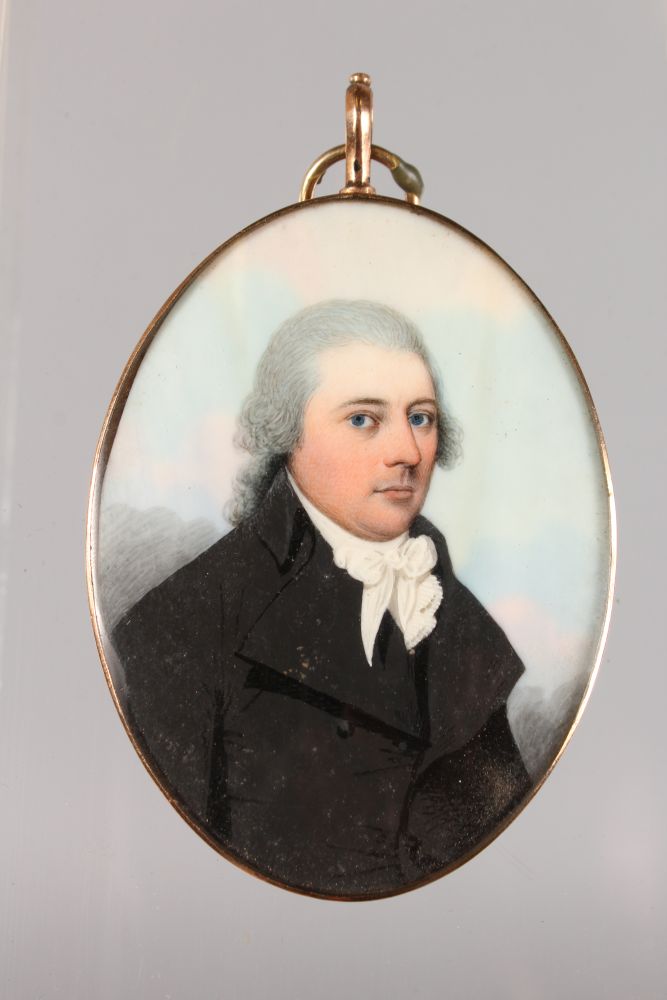 FREDERICK BUCK (1771-1840) BRITISH AN OVAL PORTRAIT MINIATURE OF A GENTLEMAN, wearing a black coat - Image 2 of 3