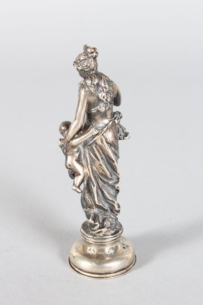 A FRENCH SILVER DESK SEAL, classical female with cupid. Stamped .930. 4ins high. - Image 2 of 3