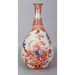 A RARE LATE 17TH CENTURY JAPANESE ARITA CLOBBERED PORCELAIN BOTTLE VASE, the sides of the pear-