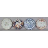 A GROUP OF THREE 18TH CENTURY CHINESE PORCELAIN PLATES, of various sizes and patterns, the largest