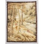ANOTHER LARGE EARLY 20TH CENTURY SIGNED JAPANESE EMBROIDERED WALL HANGING, depicting a pair of