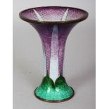 AN EARLY 20TH CENTURY JAPANESE GIN BARI CLOISONNE BEAKER VASE, decorated with an unusual formal