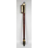 A GOOD 19TH CENTURY MAHOGANY MARITIME STICK BAROMETER by WALKER, LONDON, the top with a plaque