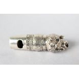 A SILVER NOVELTY CAT WHISTLE.