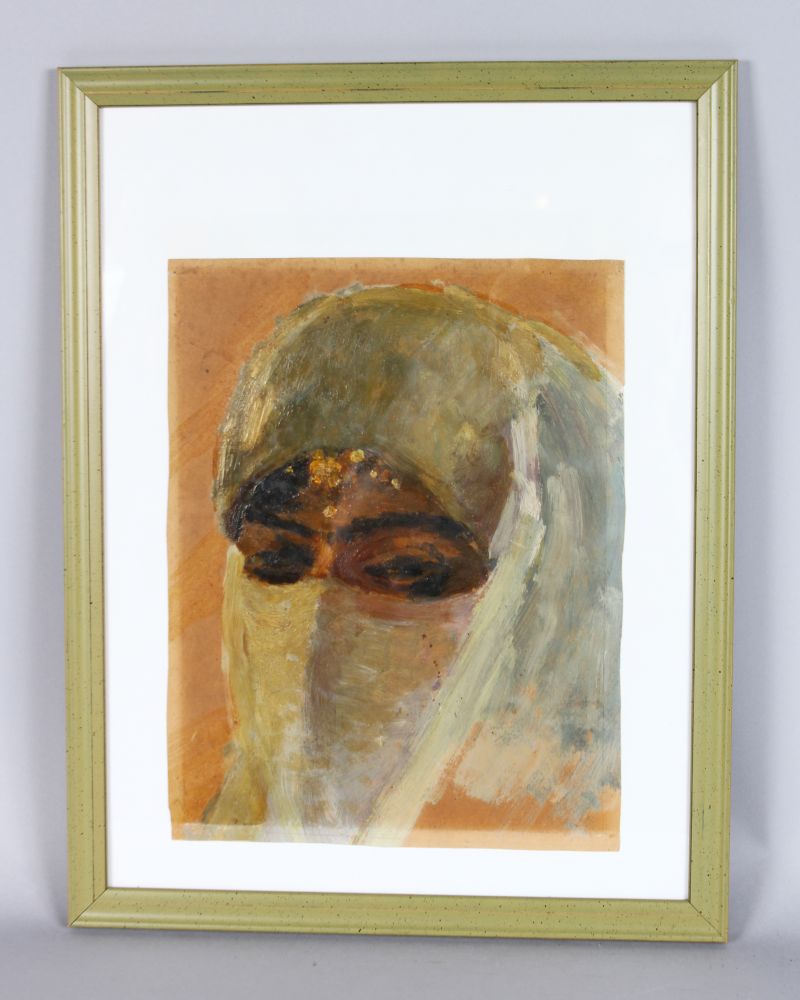 OIL ON PANEL. "GIRL IN A VEIL". 10.5ins x 8.5ins.