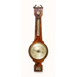 A REGENCY MAHOGANY FOUR GLASS BANJO BAROMETER by JAMES SAWYER, Peterborough. 3ft 6ins high.