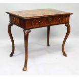 A GOOD WILLIAM AND MARY OYSTER VENEER AND MARQUETRY SIDE TABLE, with superb inlaid top, single