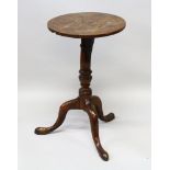 AN 18TH CENTURY COUNTRY MADE CIRCULAR TOP TRIPOD TABLE. 1ft 4ins diameter.