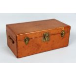 A SMALL LOUIS VUITTON LEATHER BOX, 11ins long, 6ins wide, 4.5ins high, the sides with leather