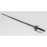 A LATE 17TH CENTURY SMALL SWORD, with tapering single edge blade, partly engraved, pierced steel