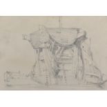 Early 19th Century English School. Study of the Stern of a Hulk, Pencil with Blue-Grey Wash, 6.75" x