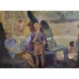 Roland Ossory Dunlop (1894-1973) British. A Study of Children in a Playground, Oil on Panel, Signed,