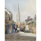 William Tatton Winter (1855-1928) British. "Salisbury Cathedral, From St. Ann's Street", a Street