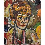 John Bratby (1926-1992) British. Bust Portrait of a Female Celebrity, Oil on Canvas, Signed, 16" x