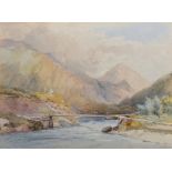 Joseph Needham (c.1810-c.1880) British. "Looking up the Liddan Valley, Cashmere [sic]", Watercolour,