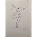 After Laura Knight (1877-1970) British. 'Birmingham Rep', Study of a Ballet Dancer, Pencil, bears