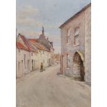 Minnie Jane Hardman (19th - 20th Century) British. A Village Street Scene, with Figures