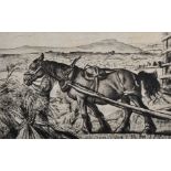 Laura Knight (1877-1970) British. "Carting Corn", Drypoint Etching, Signed and Inscribed in