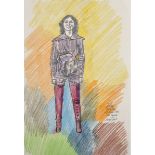 John Bratby (1926-1992) British. "Patti in the Jump Suit", Coloured Chalks, Signed, Inscribed 'The